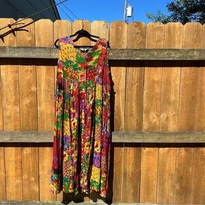 Vintage 90s Bila of California Maxi Dress size medium vibrant sundress hippy
